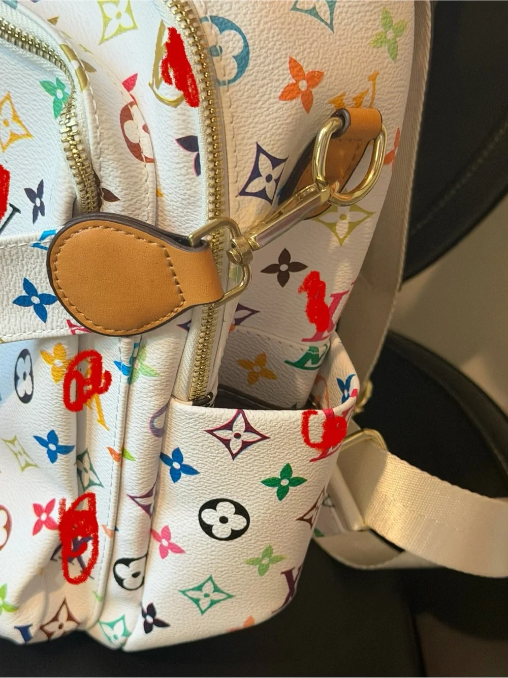White Multicolor Logo Print Backpack - Luxury Designer Style